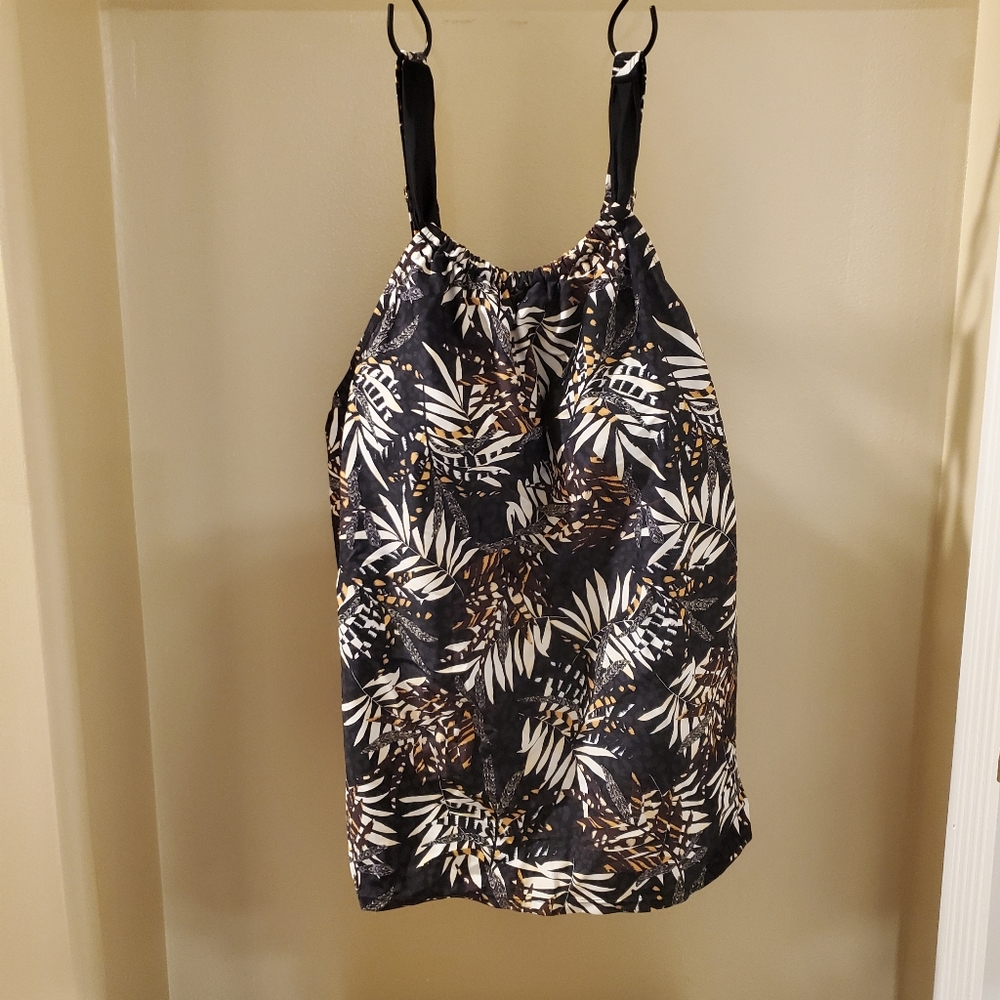 Swimsuits For All high neck Tankini Top, neutral palm, plus size 18